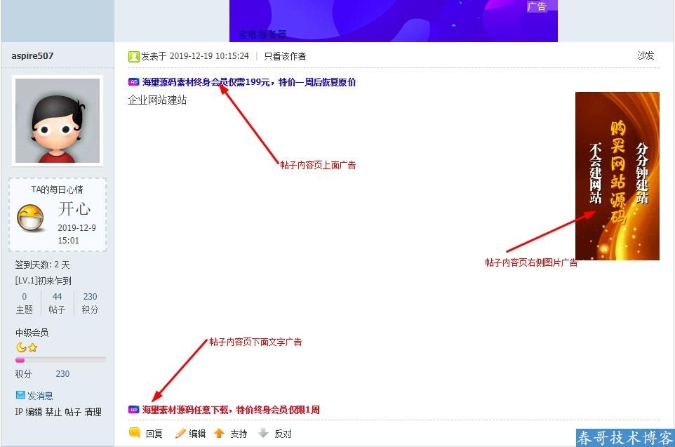 软件源码游戏论坛广告位招租 网站广告位出租