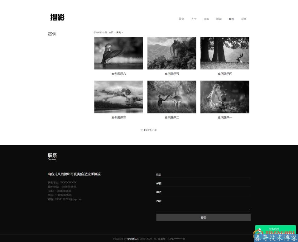 HTML5 自适应摄影写真类影楼公司企业网站整站源码【D016】